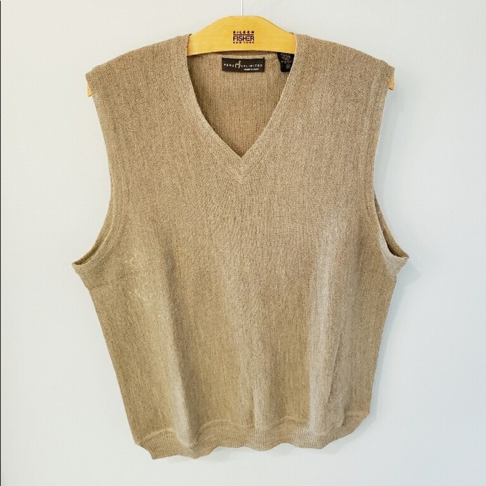 Peru Unlimited Beige V Neck Alpaca Wool Sweater Vest - Sz M